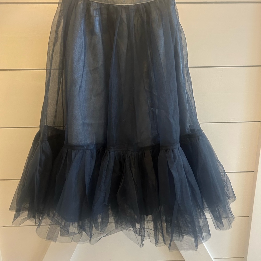 Kids Elegant Blue Tulle Midi Skirt
